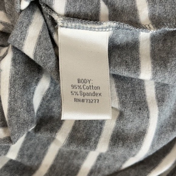 LC Lauren Conrad • 3/4 Sleeve Striped Dress Gray White Belted - Picture 8 of 9